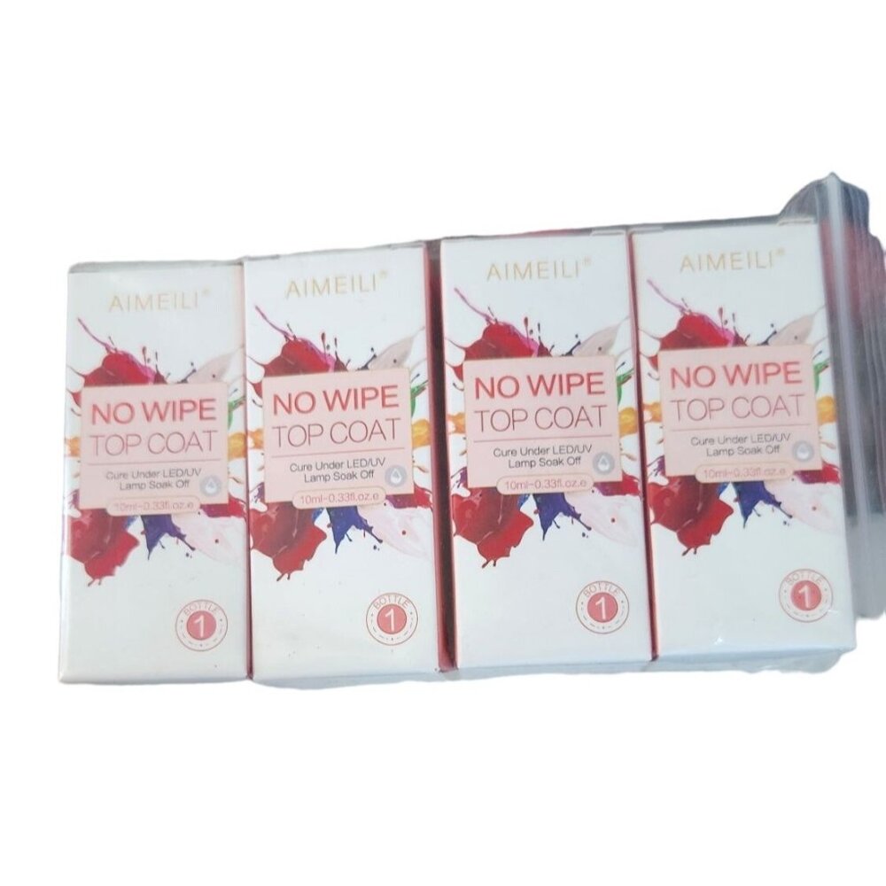 Set of 4 Bottles AIMEILI No Wipe Top Coat Soak Off U V LED Gel Nail Polish